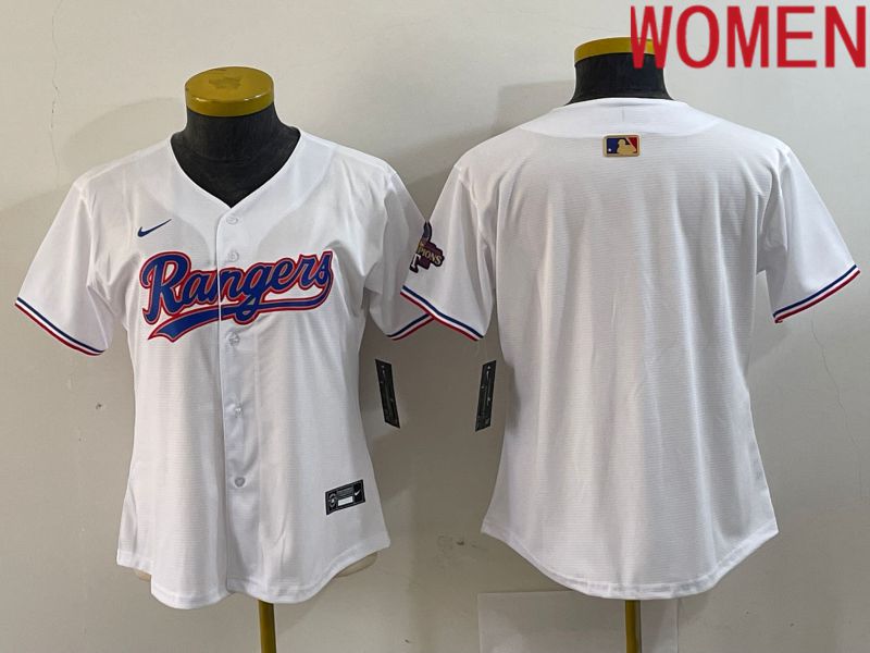 Women Texas Rangers Blank White Champion Game Nike 2024 MLB Jersey style 1->women mlb jersey->Women Jersey